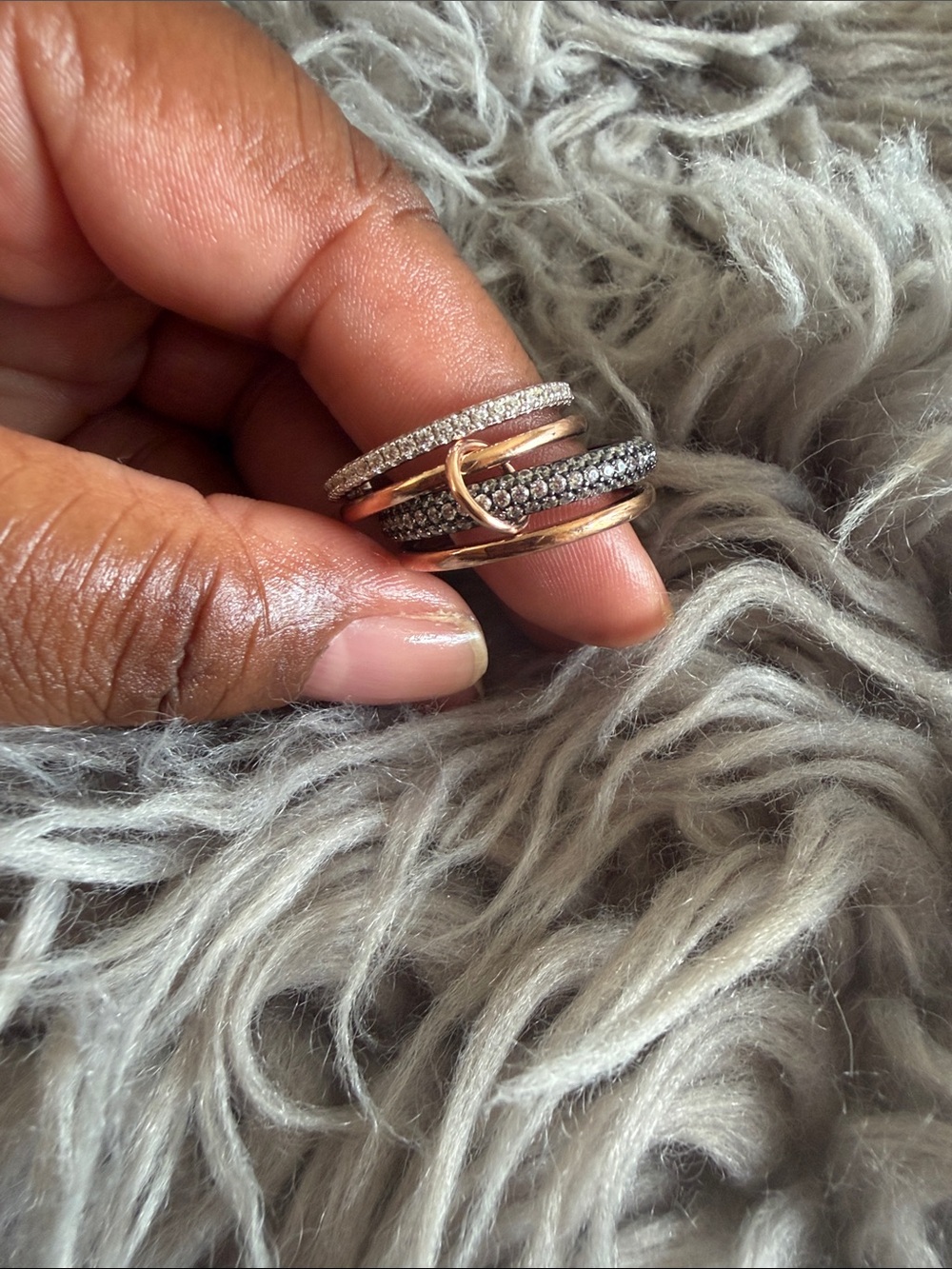 Diamonique x Amy Stran Tri Color Band Ring Size 11